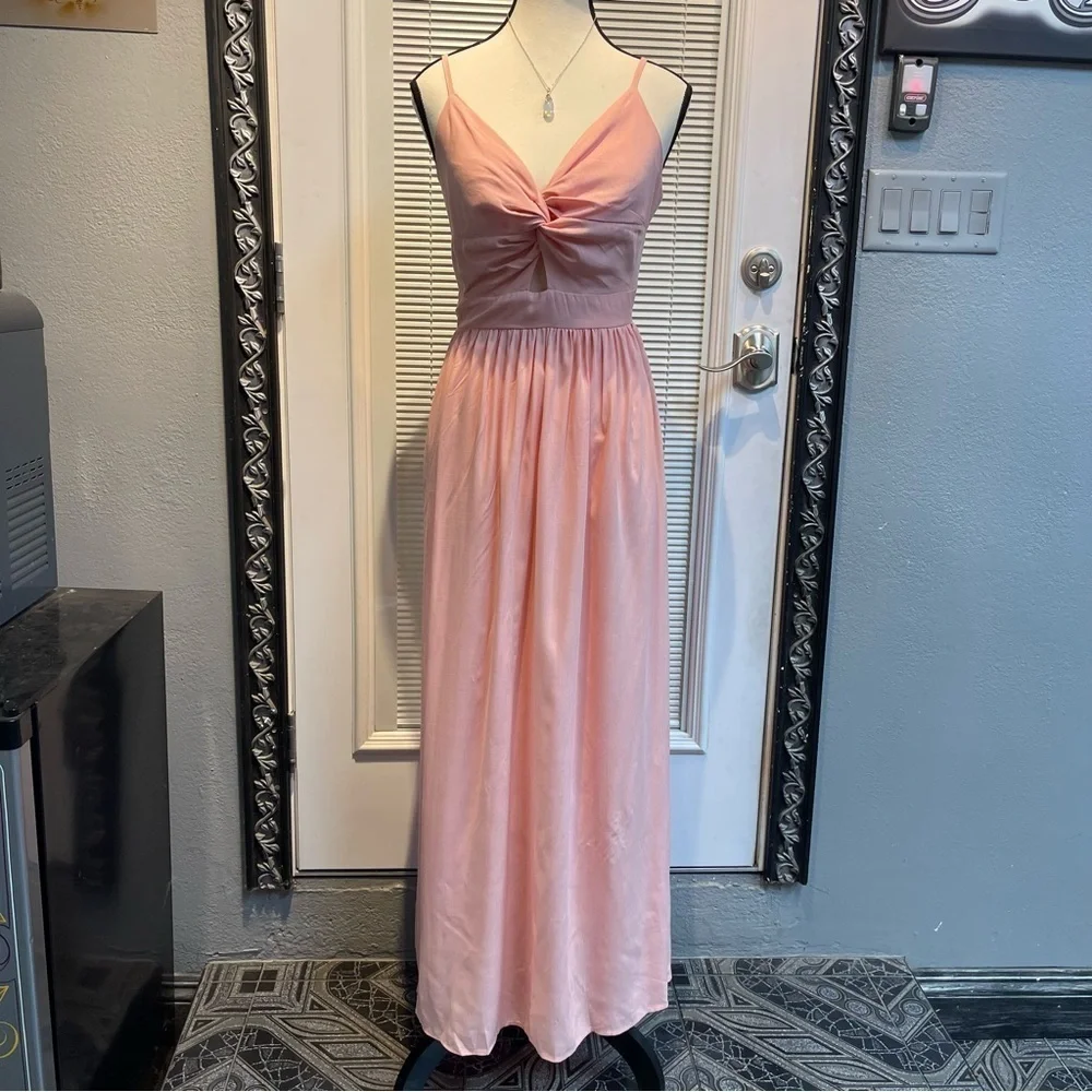 CUPSHE Maxi V Neck Twisted Sleeveless Cutout Self Tie Long Summer Formal Dress - Picture 3 of 8